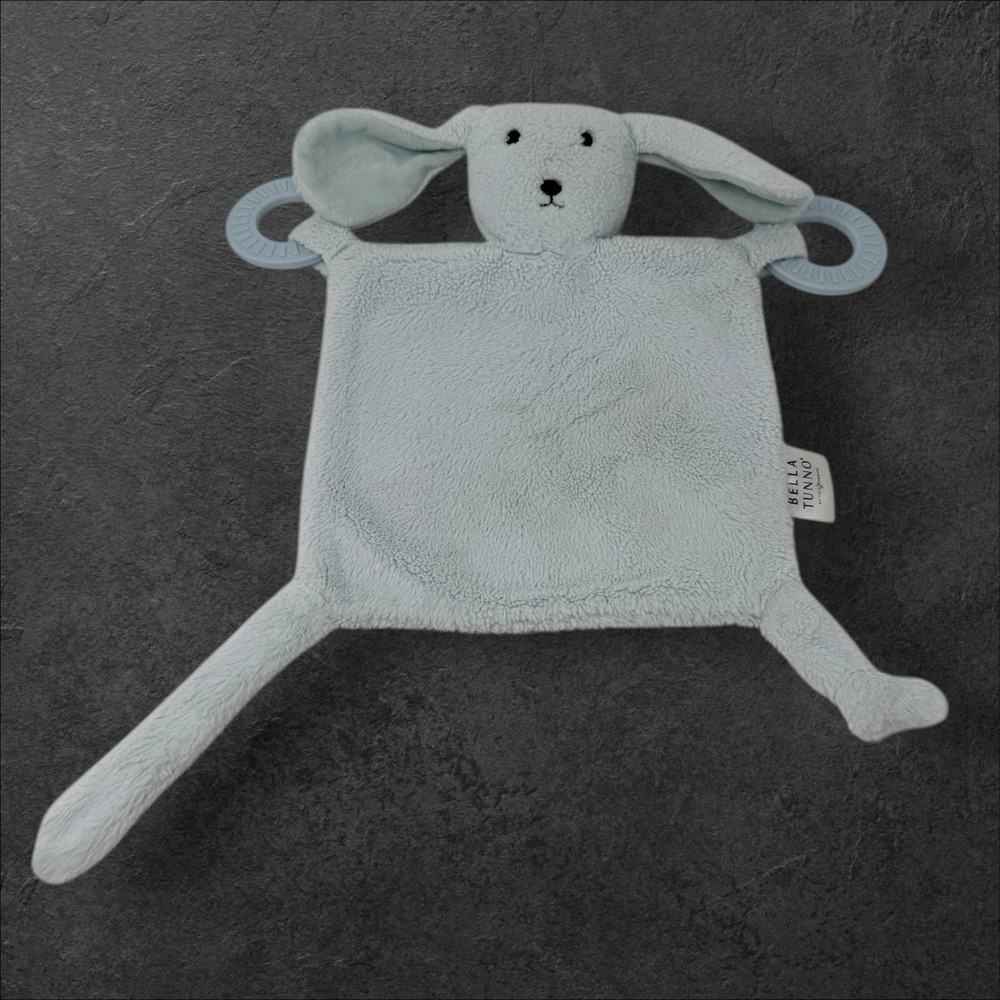 Bella‎ Tunno Blue Dog Lovey Rattle Silicone Teether Rings Baby